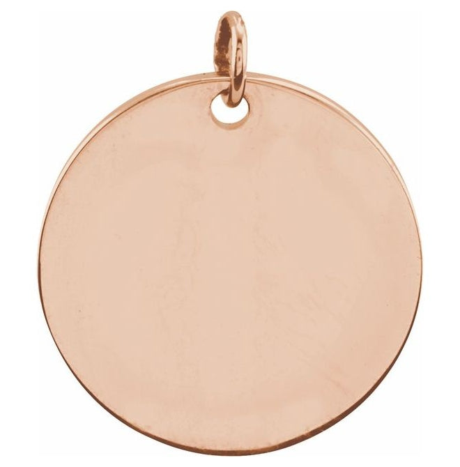 14K Rose Gold 19 Mm Polished Be Posh Engravable Round Disc Pendant