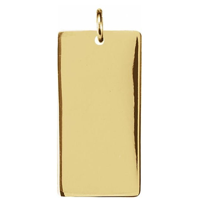 14K Yellow Or Rose Gold 19 X 10 Mm Polished Be Posh Engravable Rectangle Pendant