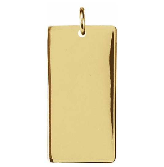14K Yellow Or Rose Gold 19 X 10 Mm Polished Be Posh Engravable Rectangle Pendant