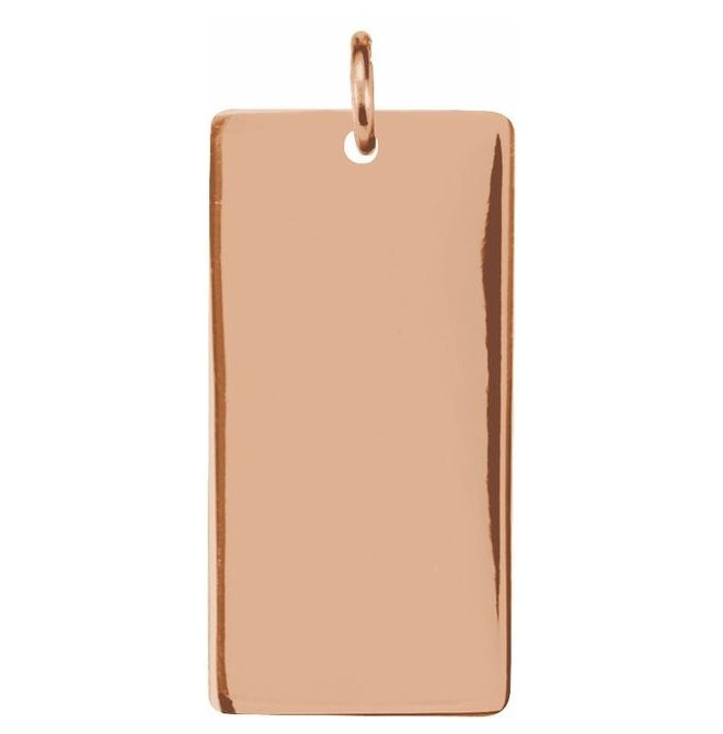 14K Yellow Or Rose Gold 19 X 10 Mm Polished Be Posh Engravable Rectangle Pendant