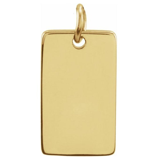 18K Yellow Gold Vermeil 13 X 8 Mm Polished Be Posh Engravable Rectangle Pendant