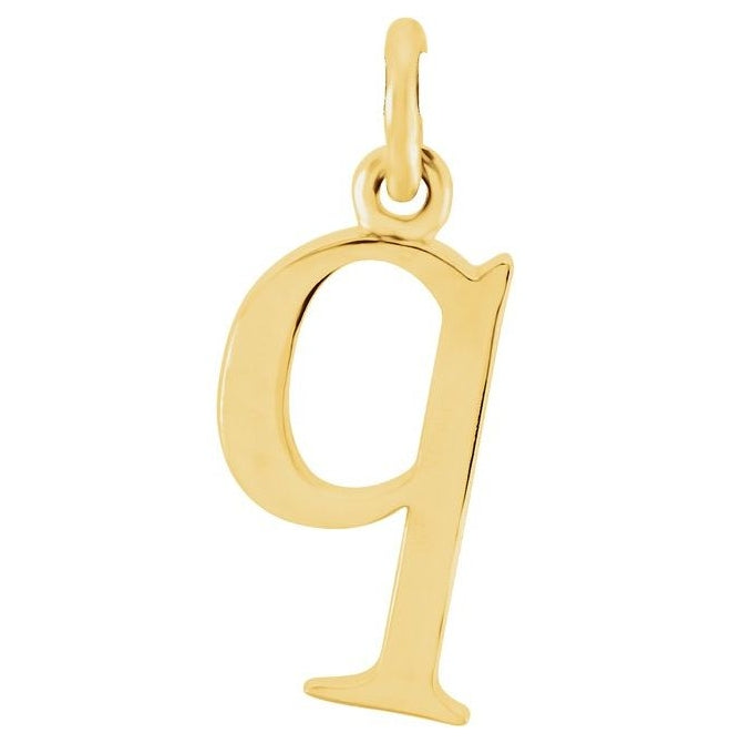 14K Yellow Or White Or Rose Gold Polished Lowercase Initial Charm/Pendant
