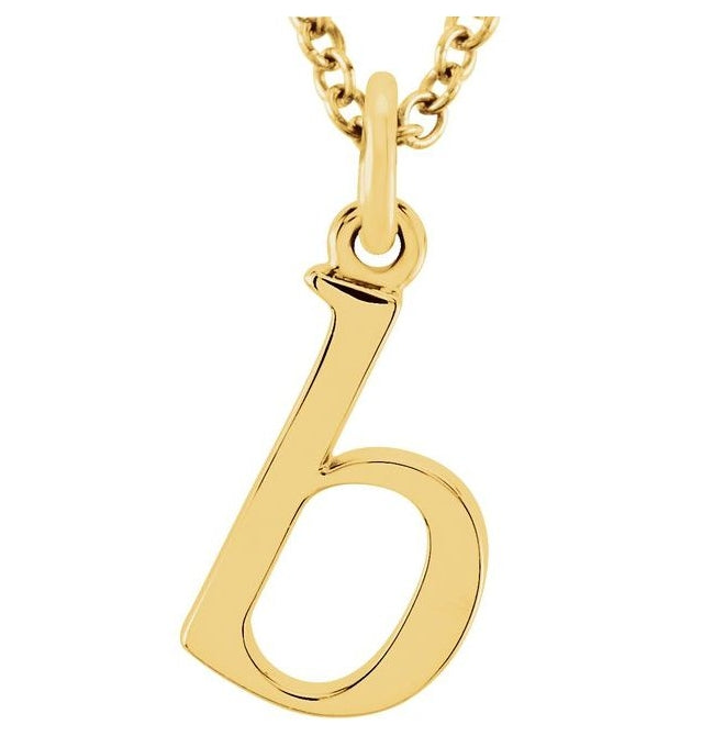 18K Yellow Gold-Plated Sterling Silver 11.22 X 5.1 Mm 16 In Polished Lowercase Initial "B" Necklace