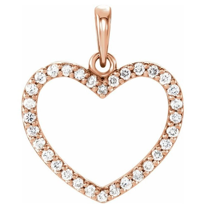 14K Rose Gold 19.6 X 15.9 Mm Polished 1/5Ctw Diamond Heart Pendant