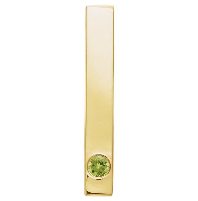 14K Yellow Gold Or Sterling Silver Round 2.5 Mm Polished Natural Gem Engravable Family Bar Pendant