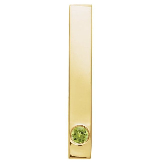14K Yellow Gold Or Sterling Silver Round 2.5 Mm Polished Natural Gem Engravable Family Bar Pendant