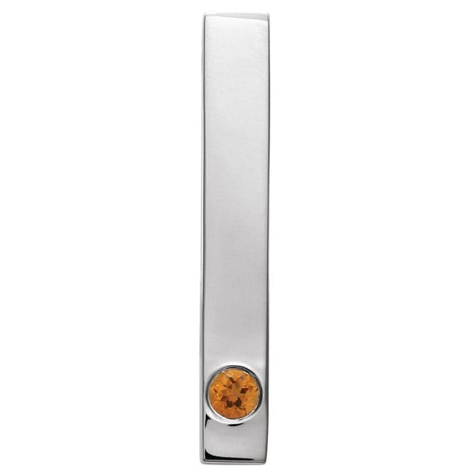 14K Yellow Gold Or Sterling Silver Round 2.5 Mm Polished Natural Gem Engravable Family Bar Pendant