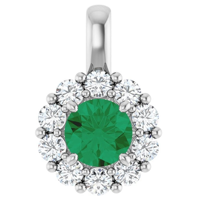 14K Yellow Or White Gold Round  5.2Mm  Si2-Si3, Gh Polished Lab-Grown Gem And 1/3 Ctw Lab-Grown Diamond Pendant