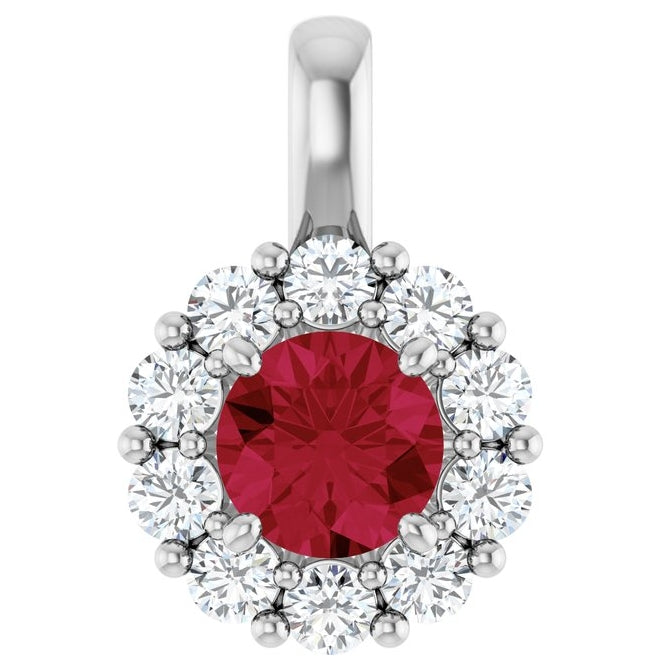14K Yellow Or White Gold Round  5.2Mm  Si2-Si3, Gh Polished Lab-Grown Gem And 1/3 Ctw Lab-Grown Diamond Pendant