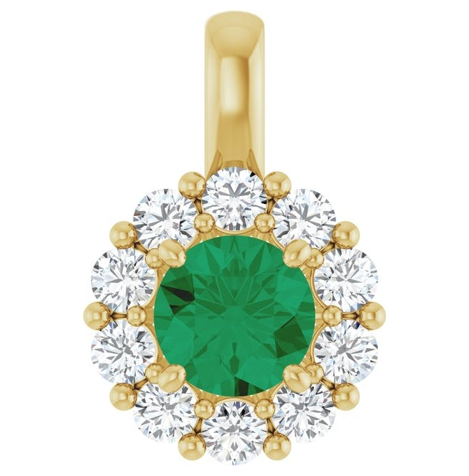14K Yellow Or White Gold Round  5.2Mm  Si2-Si3, Gh Polished Lab-Grown Gem And 1/3 Ctw Lab-Grown Diamond Pendant
