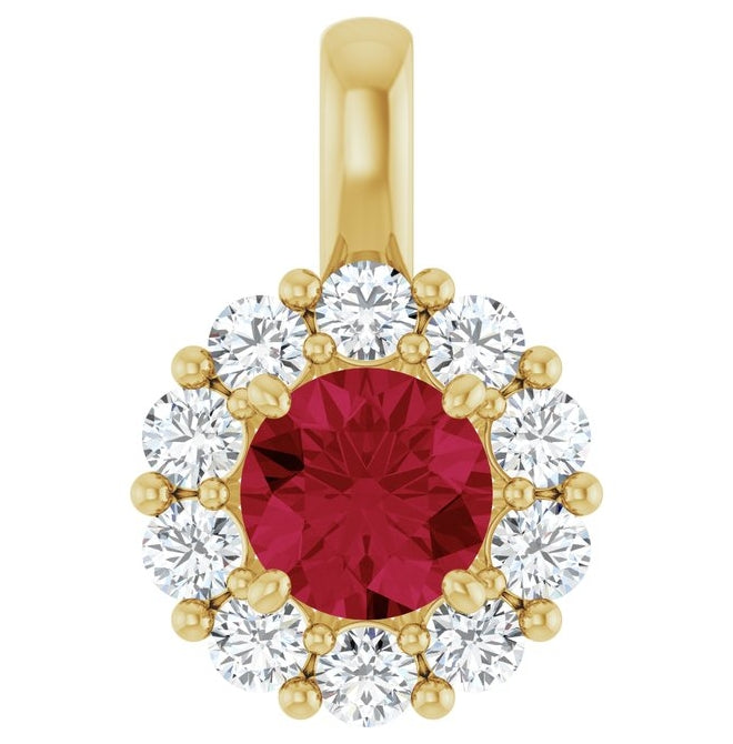 14K Yellow Or White Gold Round  5.2Mm  Si2-Si3, Gh Polished Lab-Grown Gem And 1/3 Ctw Lab-Grown Diamond Pendant