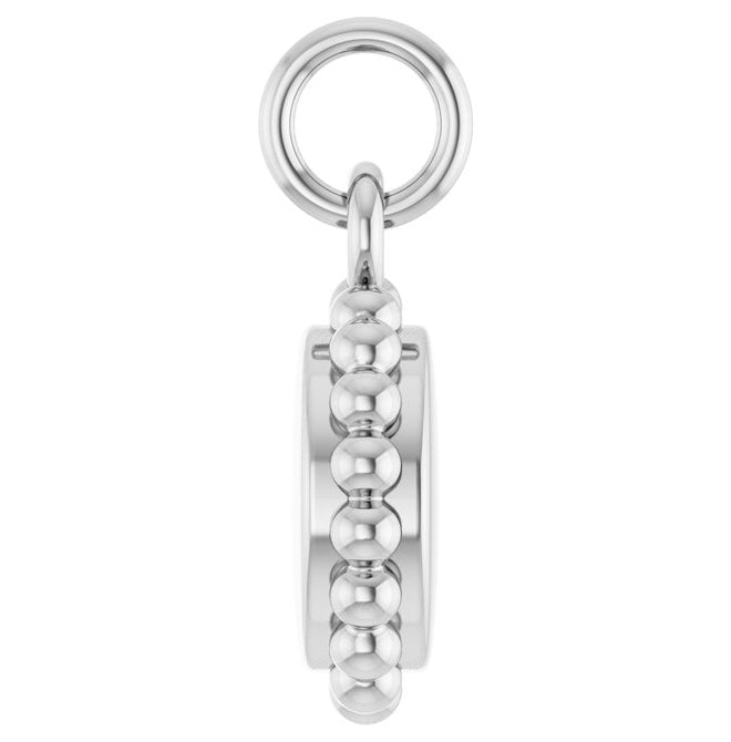 14K Yellow Or White Gold Or Sterling Silver 10 X 8 Mm Polished Engravable Round Beaded Charm/Pendant