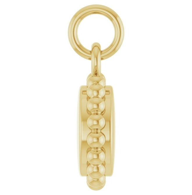 14K Yellow Or White Gold Or Sterling Silver 10 X 8 Mm Polished Engravable Round Beaded Charm/Pendant