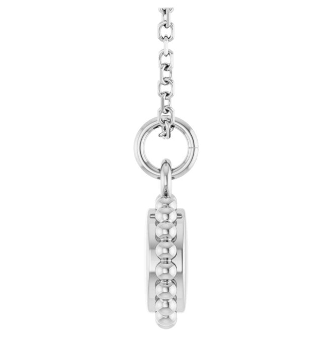 14K Yellow Or White Gold Or Sterling Silver 12.5 X 7.9 Mm 16-18 In Polished Engravable Round Beaded Necklace