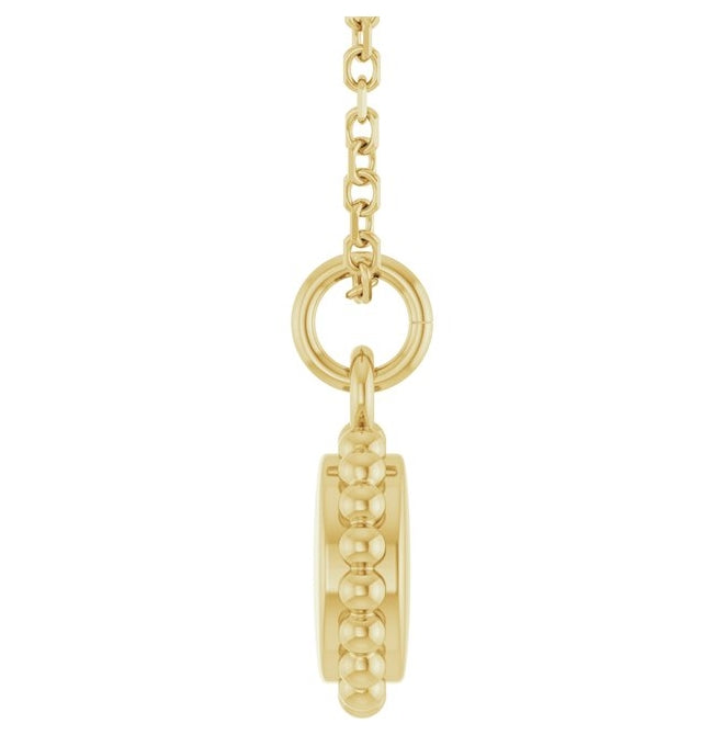 14K Yellow Or White Gold Or Sterling Silver 12.5 X 7.9 Mm 16-18 In Polished Engravable Round Beaded Necklace