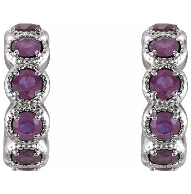 Sterling Silver Lab-Grown Alexandrite Hoop Earrings