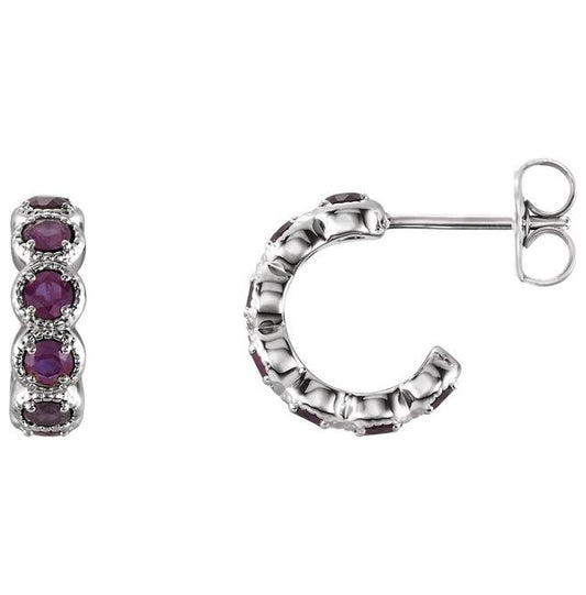 Sterling Silver Lab-Grown Alexandrite Hoop Earrings