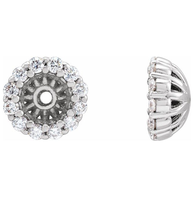 14K White Gold 3.6 Mm Pair Polished 1/8 Ctw Diamond Earring Jackets