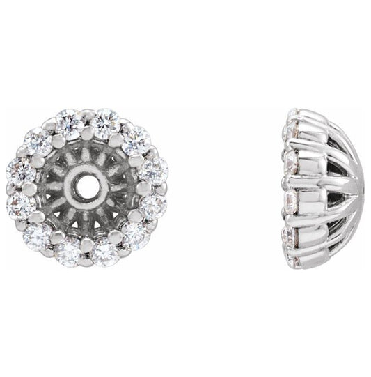 14K White Gold 3.6 Mm Pair Polished 1/8 Ctw Diamond Earring Jackets