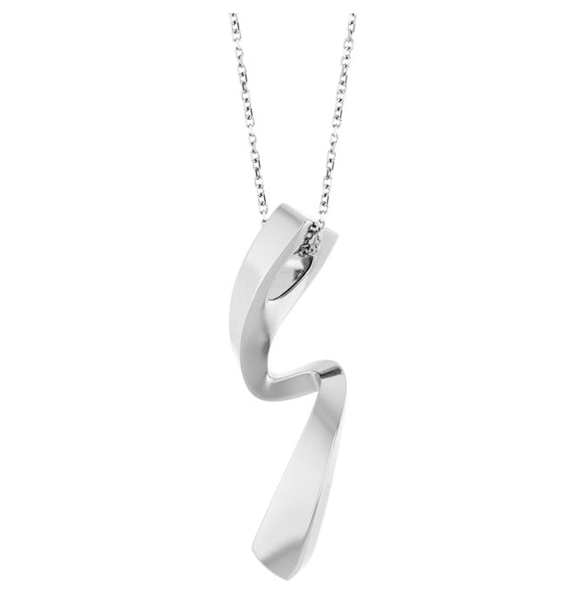 Sterling Silver 36.1 X 12.7 Mm 16-18 In Polished Freeform Necklace