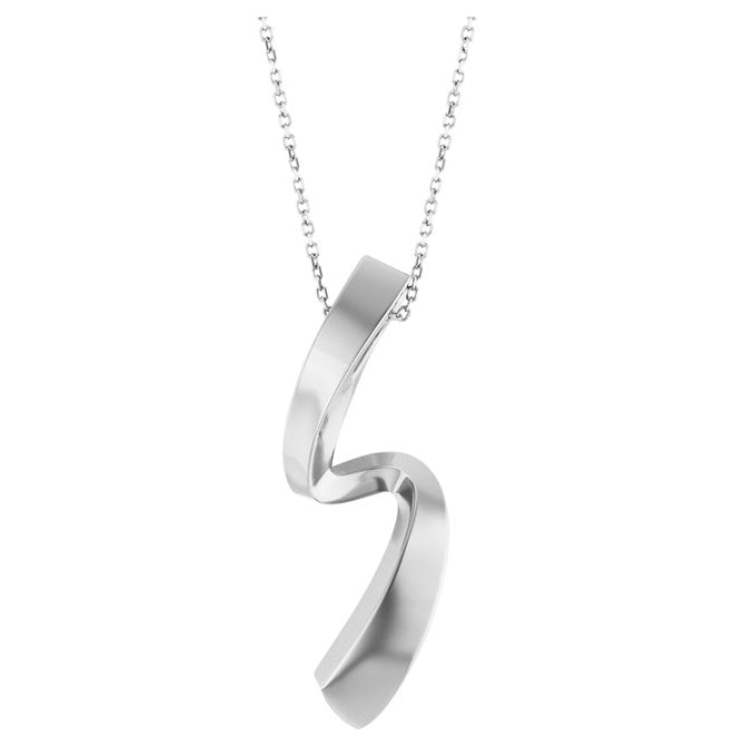 Sterling Silver 36.1 X 12.7 Mm 16-18 In Polished Freeform Necklace