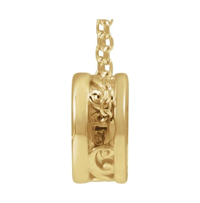 14K Yellow Gold Or Sterling Silver 8 X 8 Mm 16-18 In Polished Disc Necklace With Scroll Detail