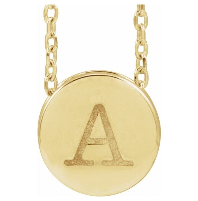 14K Yellow Gold Or Sterling Silver 8 X 8 Mm 16-18 In Polished Disc Necklace With Scroll Detail