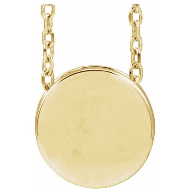 14K Yellow Gold Or Sterling Silver 8 X 8 Mm 16-18 In Polished Disc Necklace With Scroll Detail