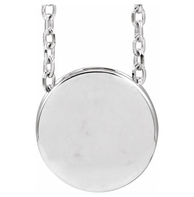 14K Yellow Gold Or Sterling Silver 8 X 8 Mm 16-18 In Polished Disc Necklace With Scroll Detail