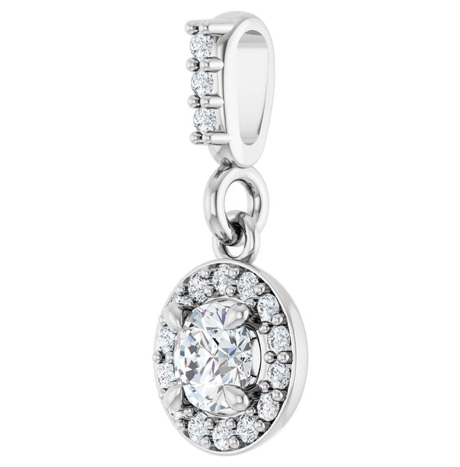 14K White Gold Round 3.5Mm Si1-Si2, G-H Polished 1/5 Ctw Lab-Grown Diamond Halo-Style Pendant