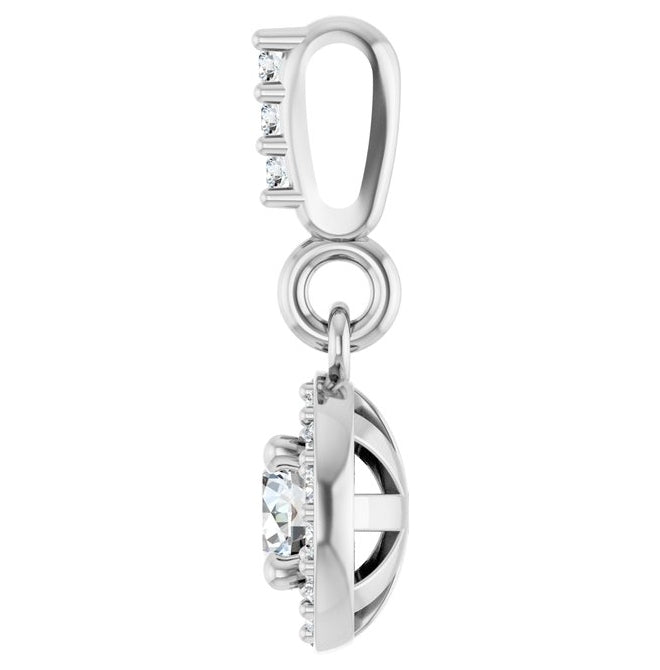 14K White Gold Round 3.5Mm Si1-Si2, G-H Polished 1/5 Ctw Lab-Grown Diamond Halo-Style Pendant
