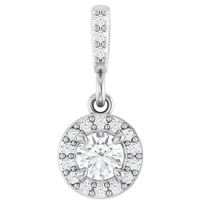 14K White Gold Round 3.5Mm Si1-Si2, G-H Polished 1/5 Ctw Lab-Grown Diamond Halo-Style Pendant