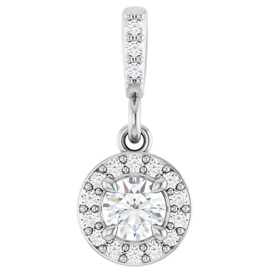14K White Gold Round 3.5Mm Si1-Si2, G-H Polished 1/5 Ctw Lab-Grown Diamond Halo-Style Pendant