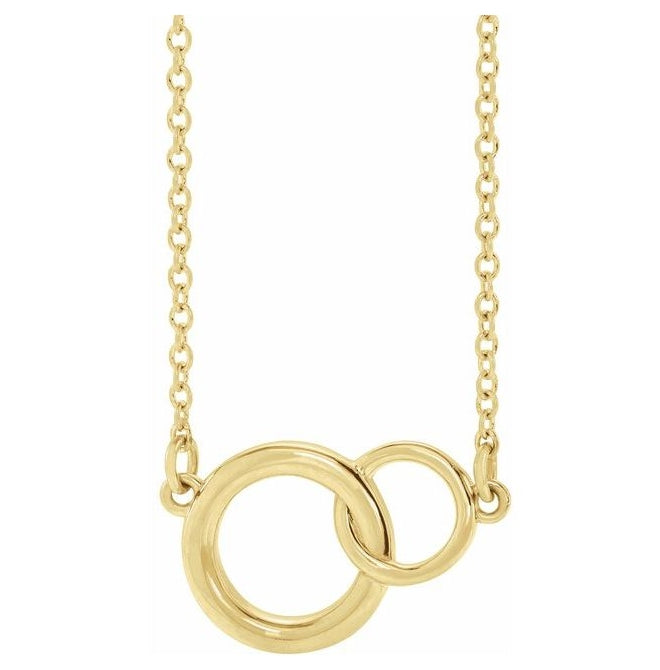 18K Yellow Gold-Plated Sterling Silver 16-18 In Polished Interlocking Circle Necklace