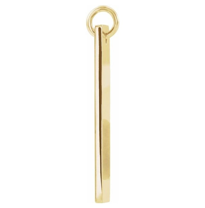 14K Yellow Gold Round .8Mm I1, G-H Polished .03 Ctw Natural Diamond Vertical Bar Cross Pendant