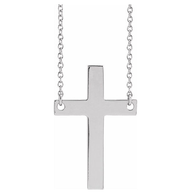 Sterling Silver 22.5 X 15 Mm 18 In Polished Cross Necklace