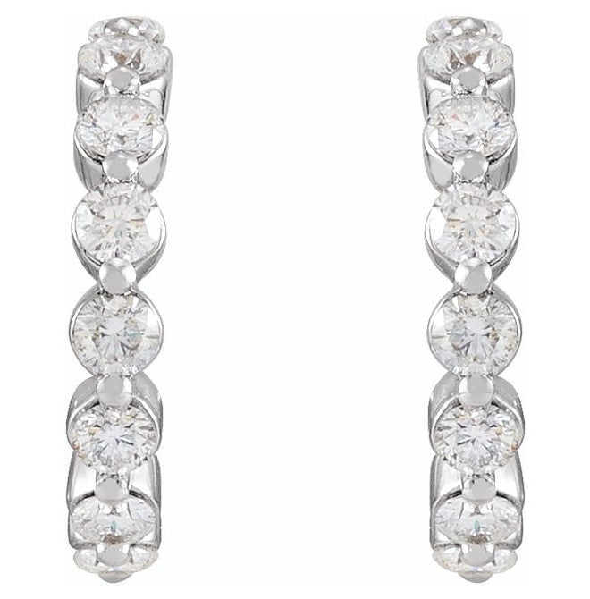 14K White Gold 7/8 CTW Natural Diamond 14.5 mm Hoop Earrings