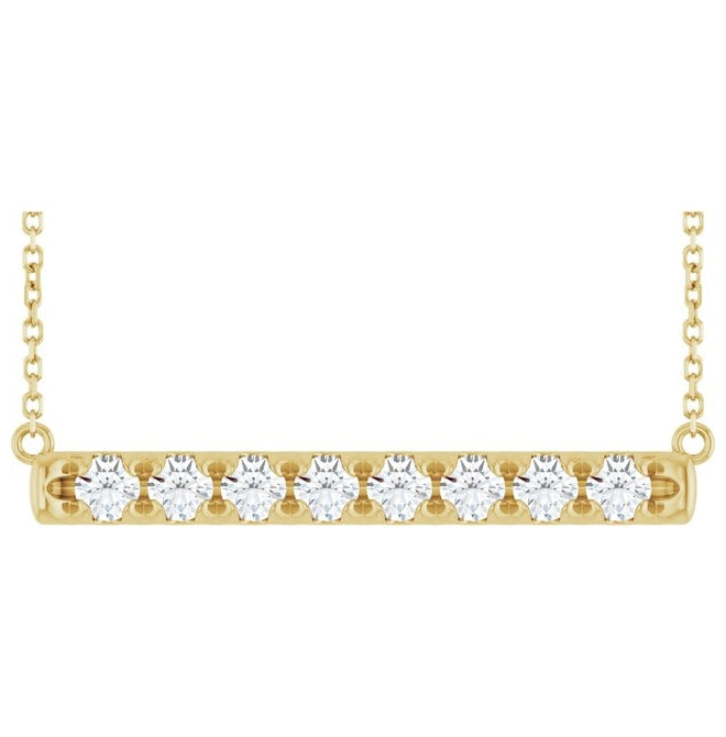 14K Yellow Gold Round 3Mm Si1-Si2, G-H 18 In Polished 3/4 Ctw Lab-Grown Diamond Bar Necklace