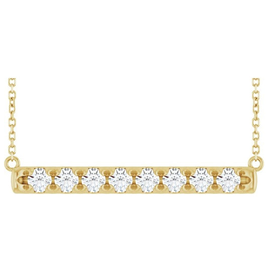 14K Yellow Gold Round 3Mm Si1-Si2, G-H 18 In Polished 3/4 Ctw Lab-Grown Diamond Bar Necklace