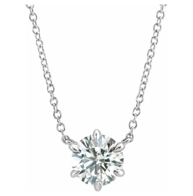 14K White Gold Round 4.5Mm I1, G-H 16 In Polished 1/3 Ct Natural Diamond Solitaire Necklace