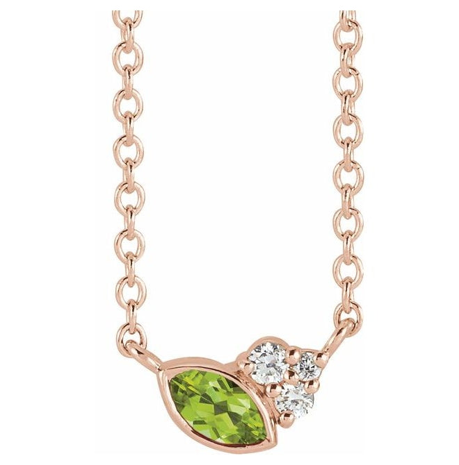 14K White Or Rose Gold Marquise 4 X 2Mm I1, G-H 18 In Polished Natural Gem And .03 Ctw Natural Diamond Necklace