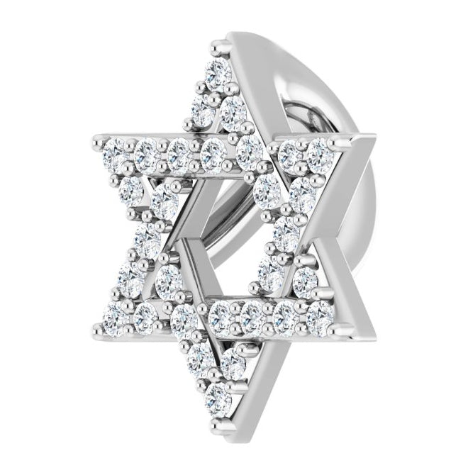 Platinum Round 10.13 X 8.89 Mm 1Mm Si2-Si3, G-H Polished 1/10 Ctw Natural Diamond Star Of David Pendant