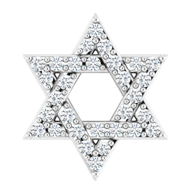 Platinum Round 10.13 X 8.89 Mm 1Mm Si2-Si3, G-H Polished 1/10 Ctw Natural Diamond Star Of David Pendant