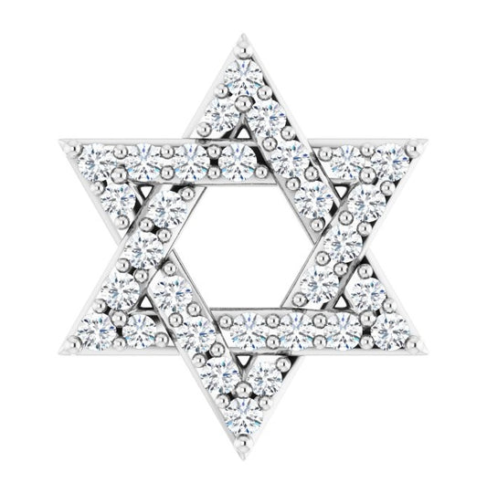 Platinum Round 10.13 X 8.89 Mm 1Mm Si2-Si3, G-H Polished 1/10 Ctw Natural Diamond Star Of David Pendant