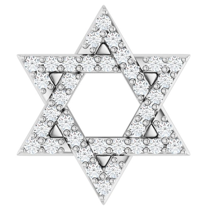 14K Yellow Or White Gold Round 12.25 X 10.94 Mm 1Mm I1, G-H Polished 1/6 Ctw Natural Diamond Star Of David Pendant Slide
