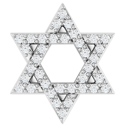 14K Yellow Or White Gold Round 12.25 X 10.94 Mm 1Mm I1, G-H Polished 1/6 Ctw Natural Diamond Star Of David Pendant Slide