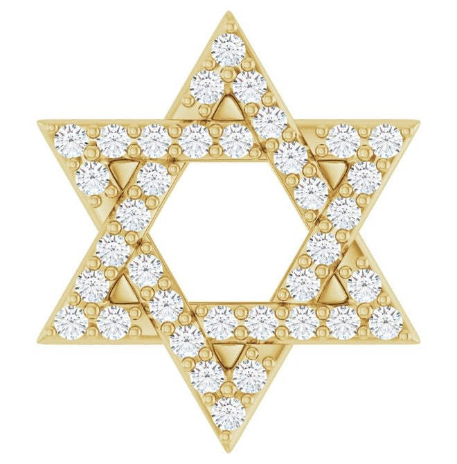 14K Yellow Or White Gold Round 12.25 X 10.94 Mm 1Mm I1, G-H Polished 1/6 Ctw Natural Diamond Star Of David Pendant Slide