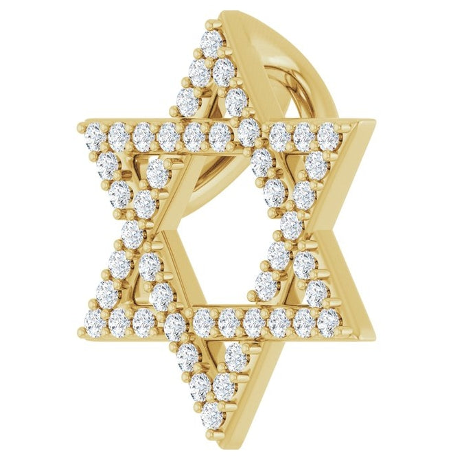 14K Yellow Or White Gold Round 14.05 X 12.31 Mm 1Mm I1, G-H Polished 1/5 Ctw Natural Diamond Star Of David Pendant Slide