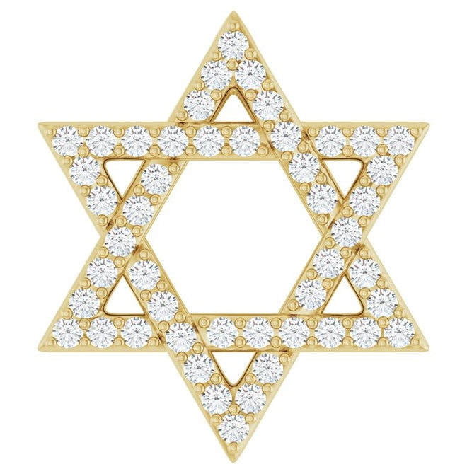 14K Yellow Or White Gold Round 14.05 X 12.31 Mm 1Mm I1, G-H Polished 1/5 Ctw Natural Diamond Star Of David Pendant Slide