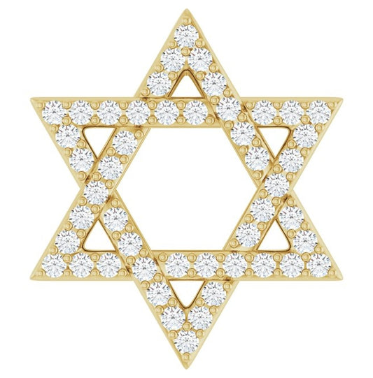 14K Yellow Or White Gold Round 14.05 X 12.31 Mm 1Mm I1, G-H Polished 1/5 Ctw Natural Diamond Star Of David Pendant Slide